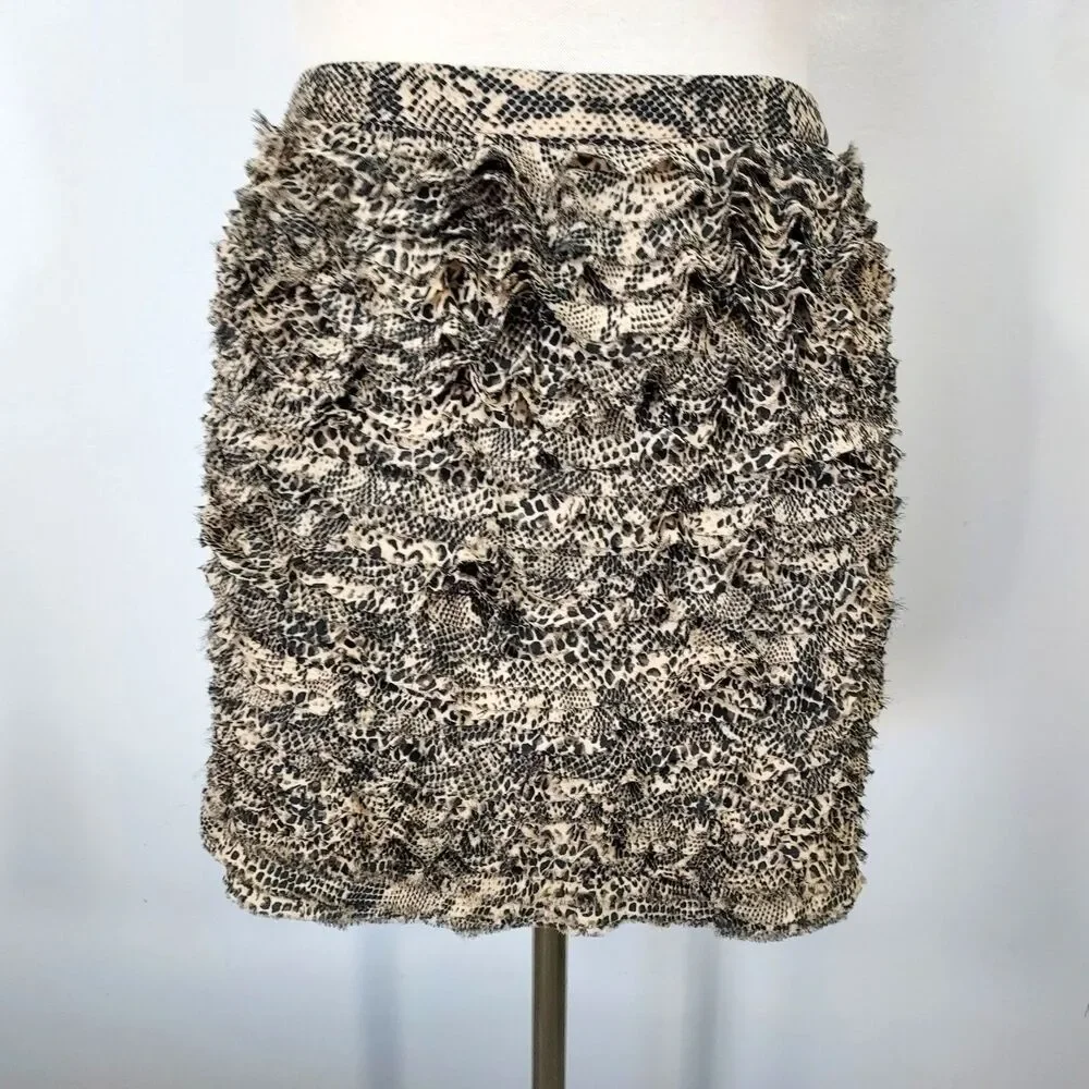 MICHAEL Michael Kors Womens size 12 Snake Print Tiered Ruffled Skirt NWT